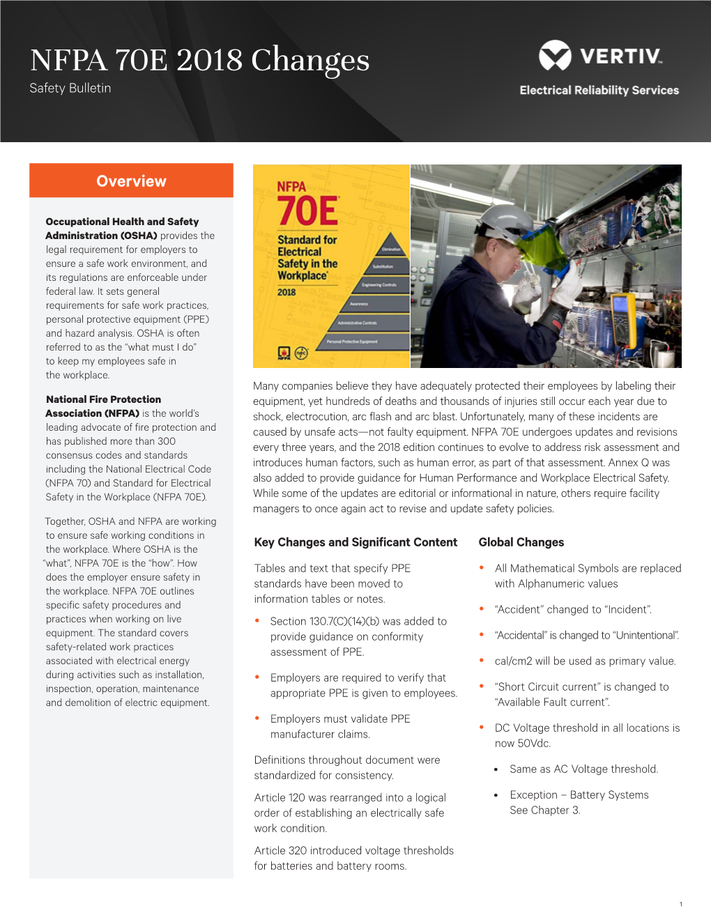 NFPA 70E 2018 Changes Safety Bulletin