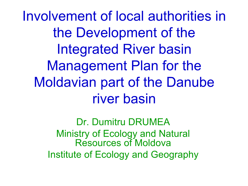 River Basin in the Republic of Moldova