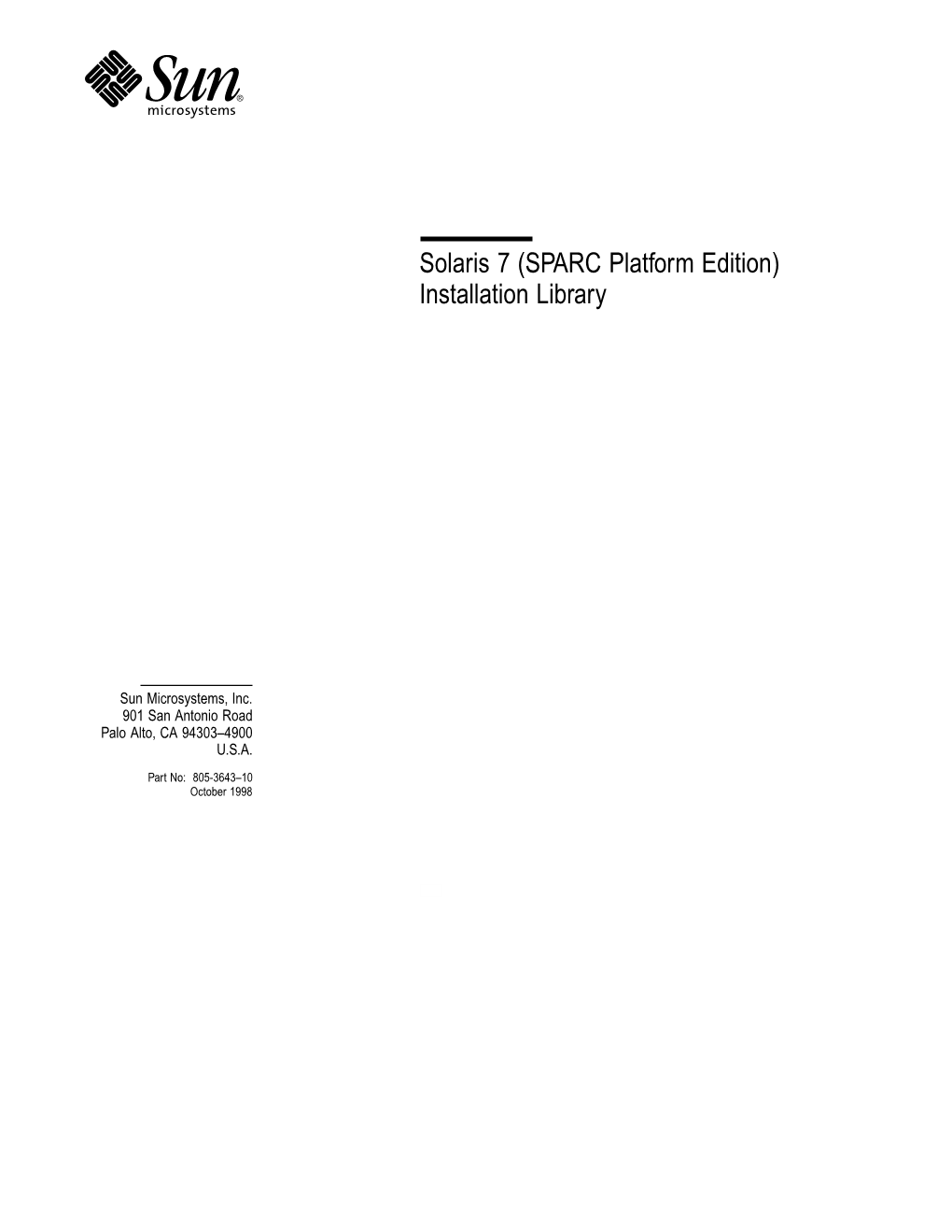 Solaris 7 (SPARC Platform Edition) Installation Library