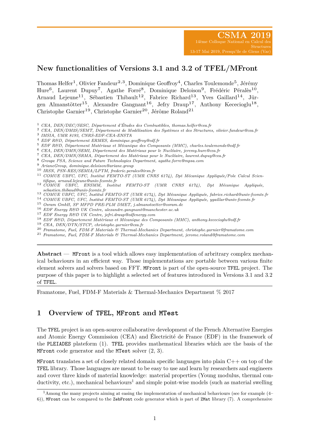 New Functionalities of Versions 3.1 and 3.2 of TFEL/Mfront