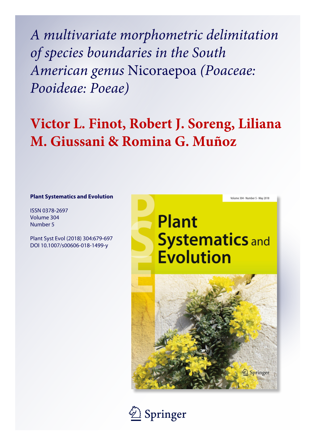 A Multivariate Morphometric Delimitation of Species Boundaries in the South American Genus Nicoraepoa (Poaceae: Pooideae: Poeae)