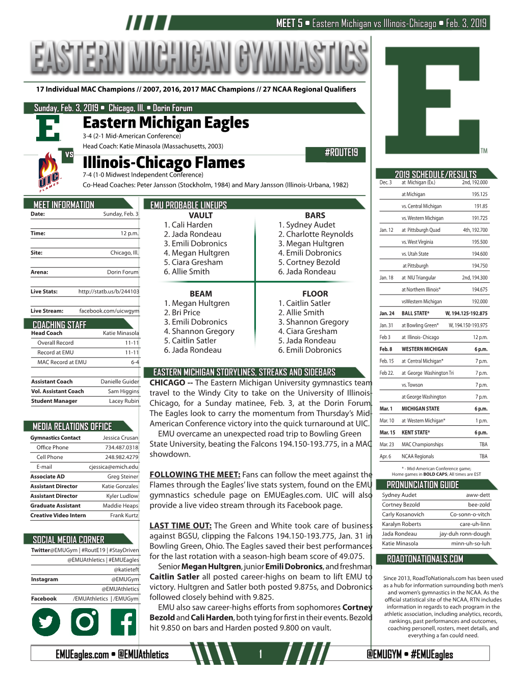 Eastern Michigan Eagles Illinois-Chicago Flames
