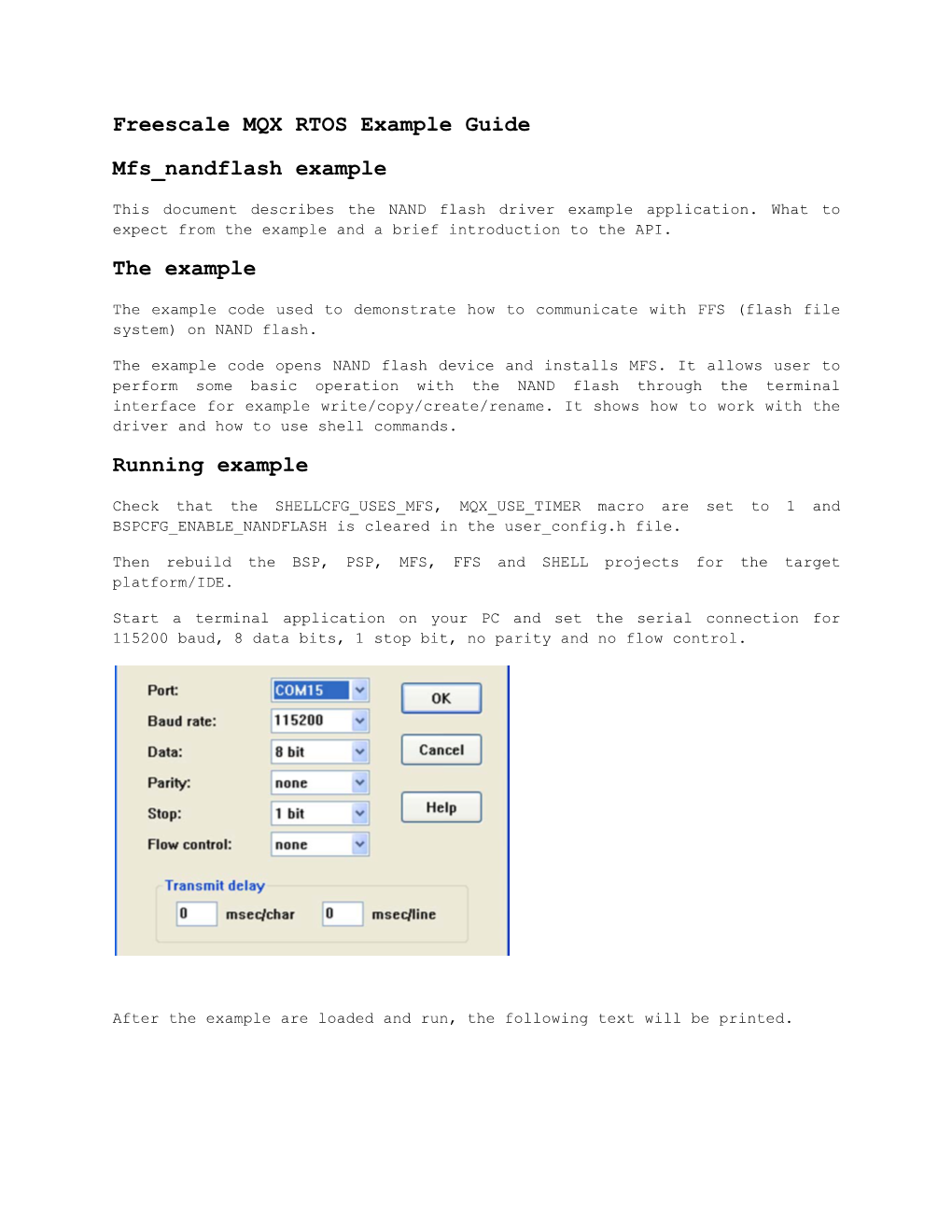 Freescale MQX RTOS Example Guide Mfs Nandflash Example The