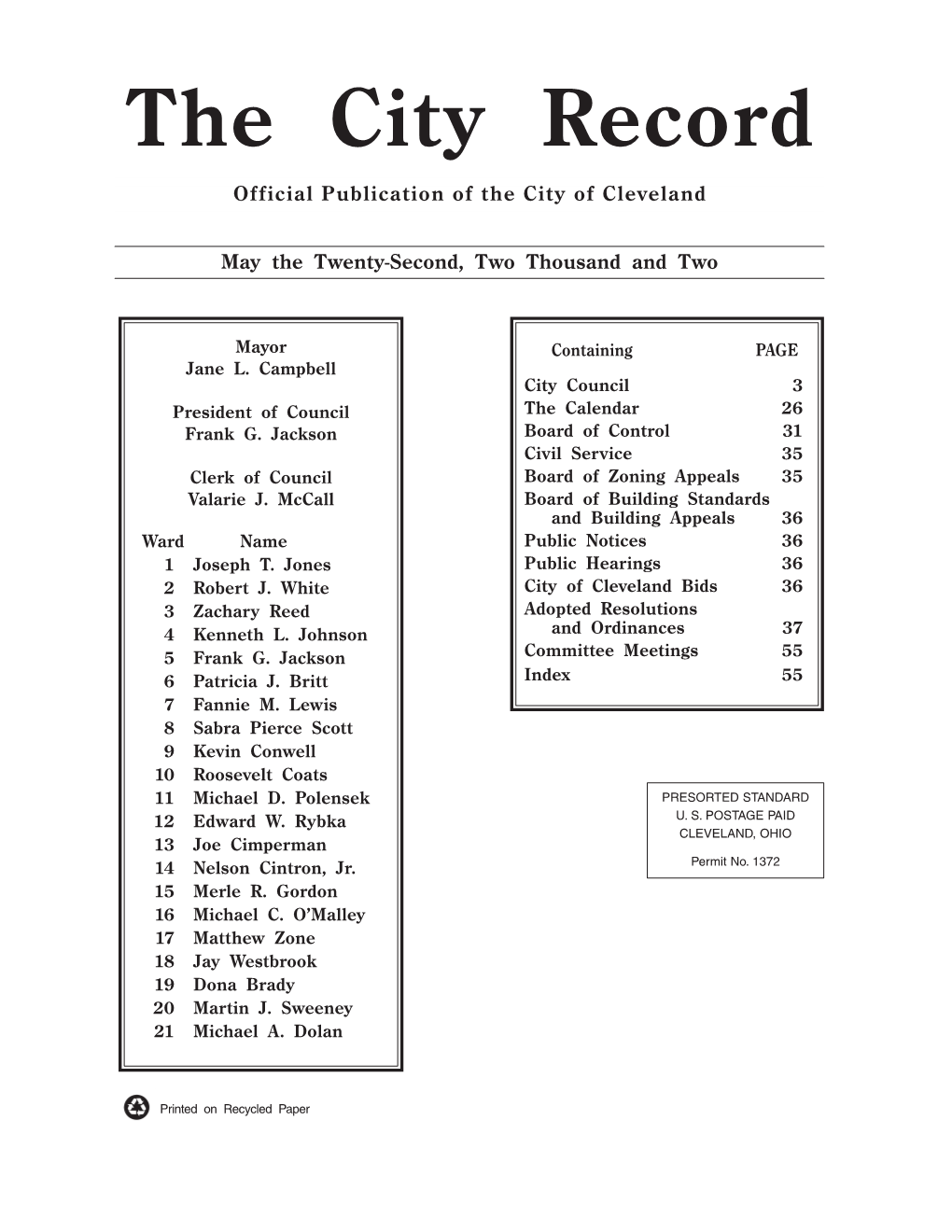 City Record 05-22-02-Issue