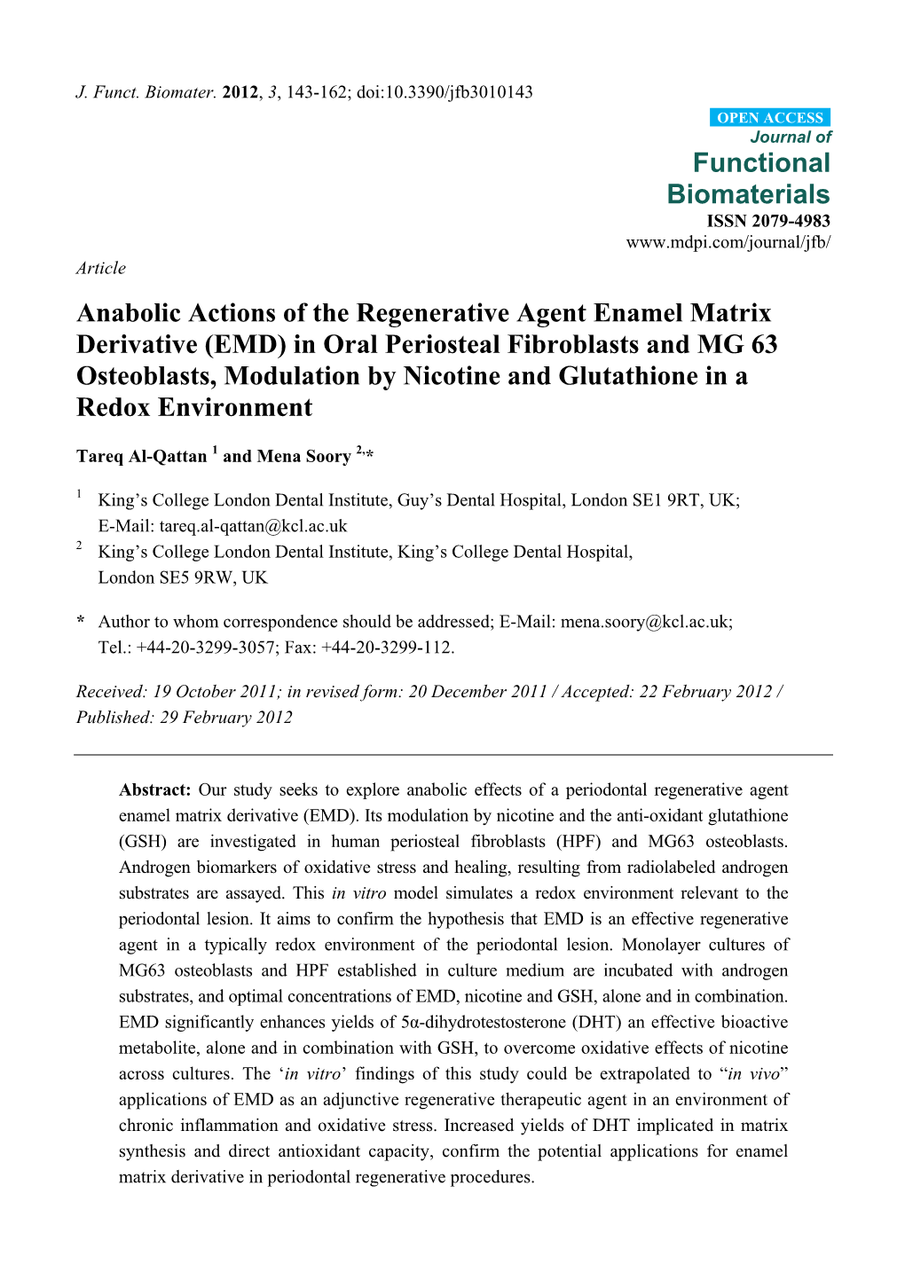 Anabolic Actions of the Regenerative Agent Enamel Matrix