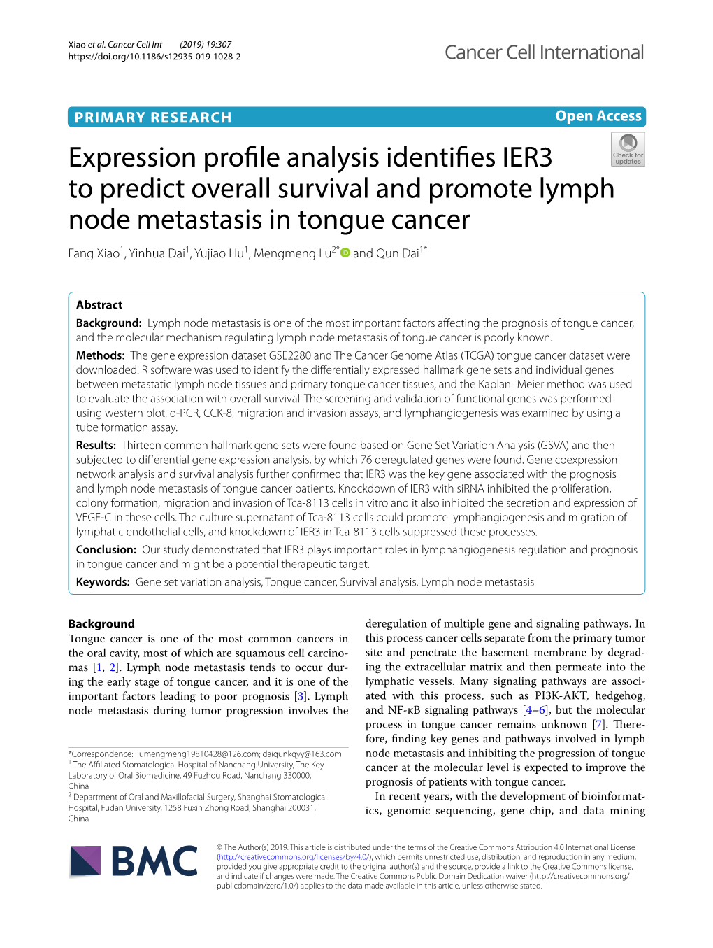 Expression Profile Analysis Identifies IER3 to Predict Overall Survival And