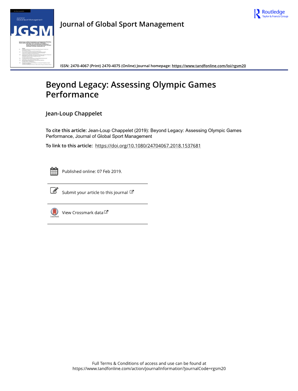 Beyond Legacy: Assessing Olympic Games Performance