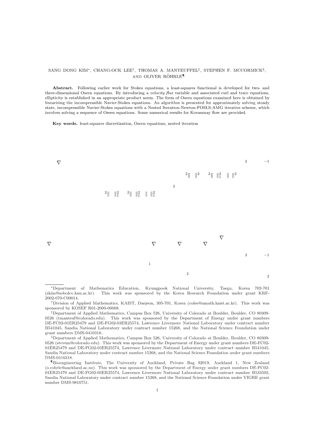 First-Order System Least-Squares for the Oseen Equations