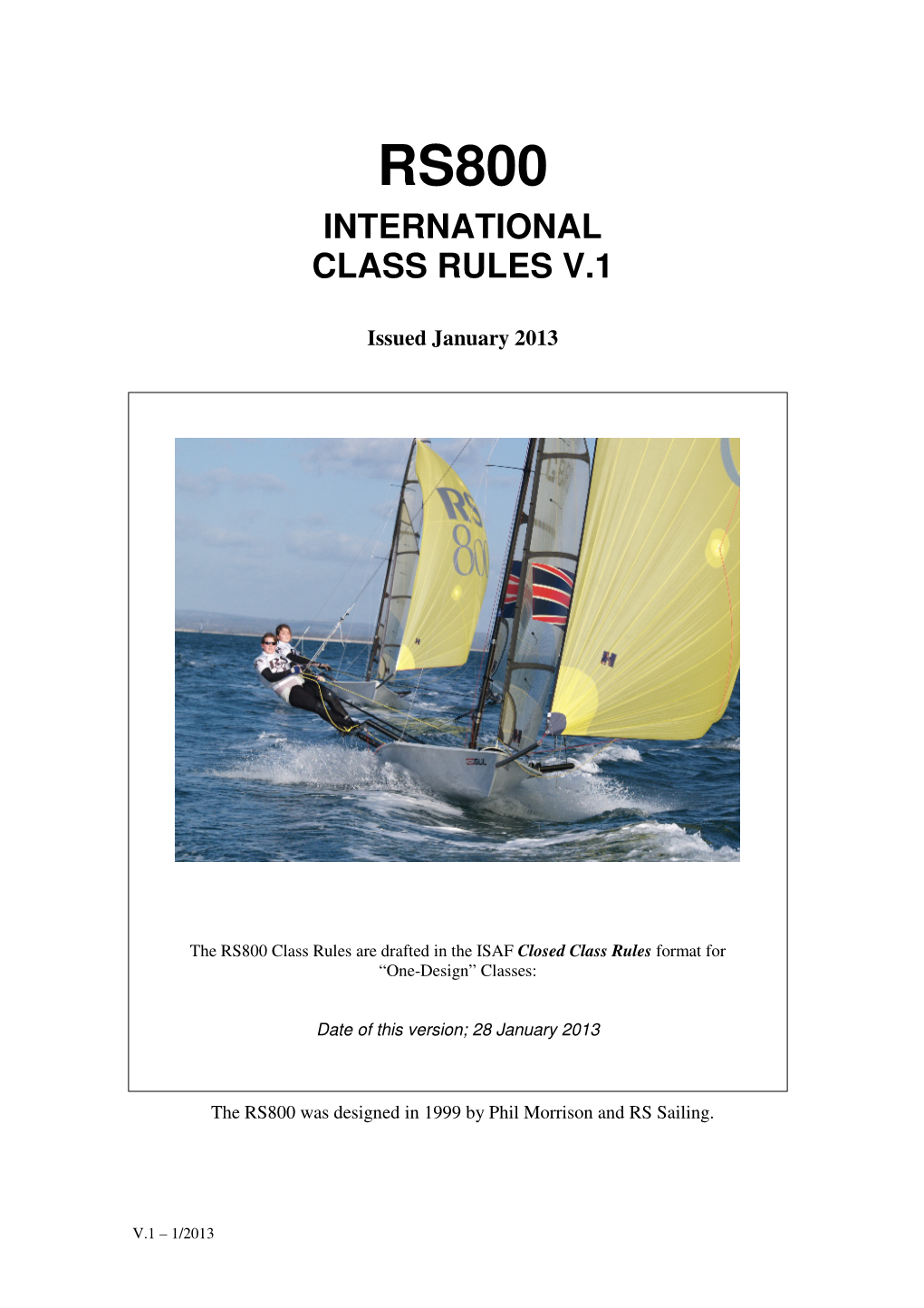 Rs800 International Class Rules V.1