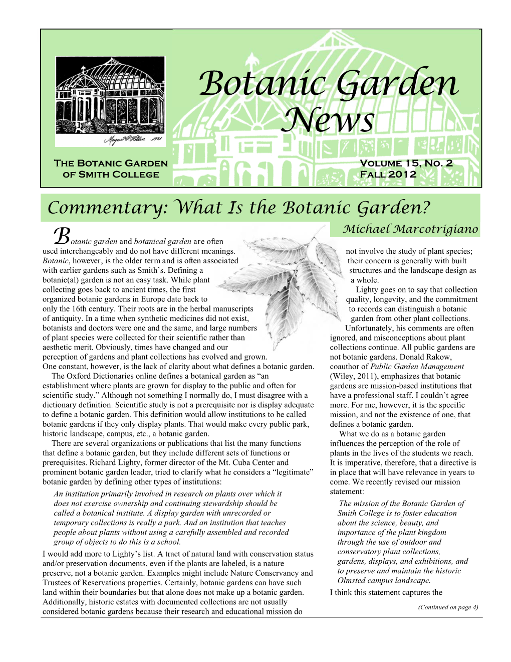 Botanic Garden News