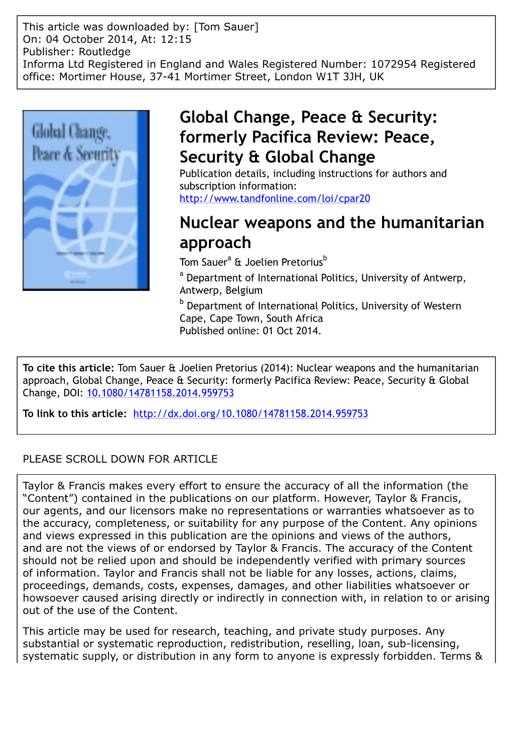 Nuclear Weapons and the Humanitarian Approach