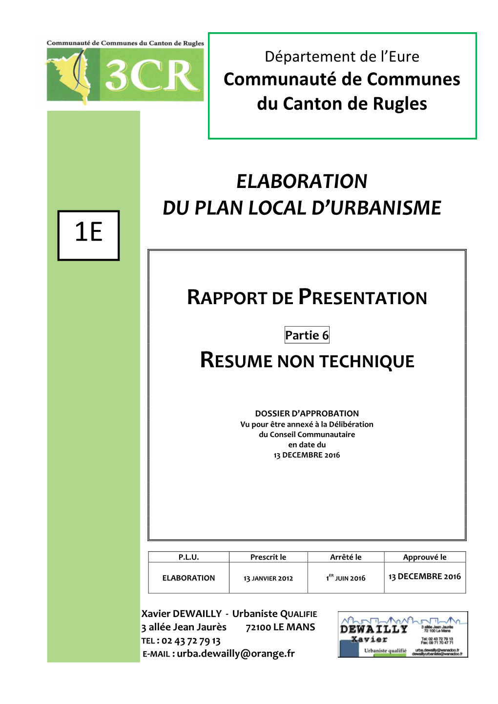 Elaboration Du Plan Local D'urbanisme