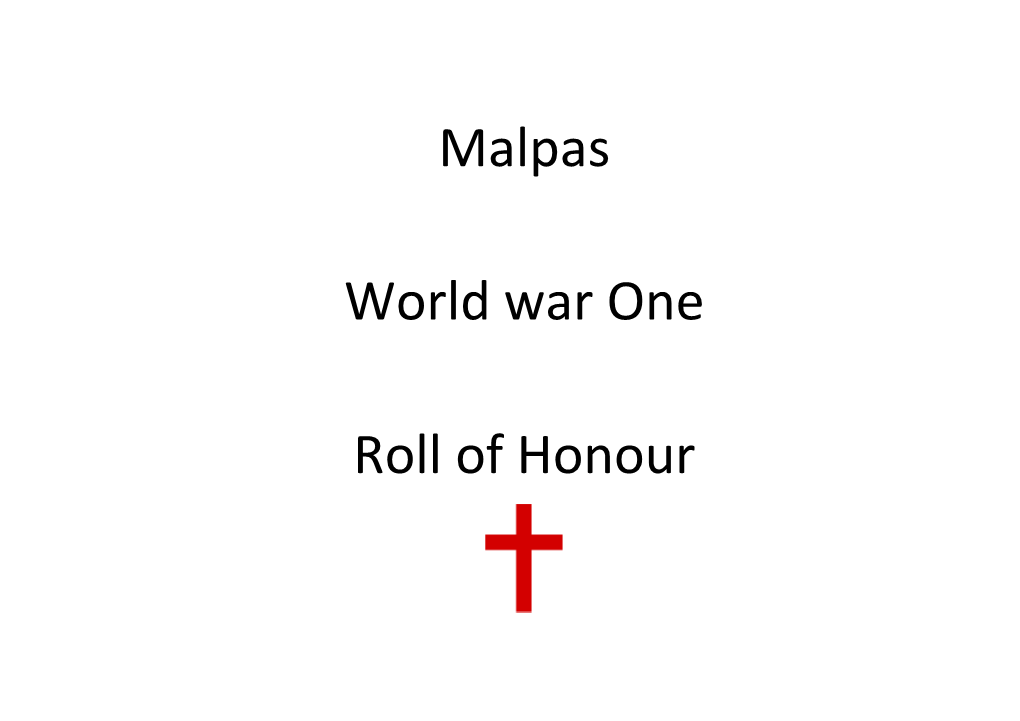 Malpas World War One Roll of Honour