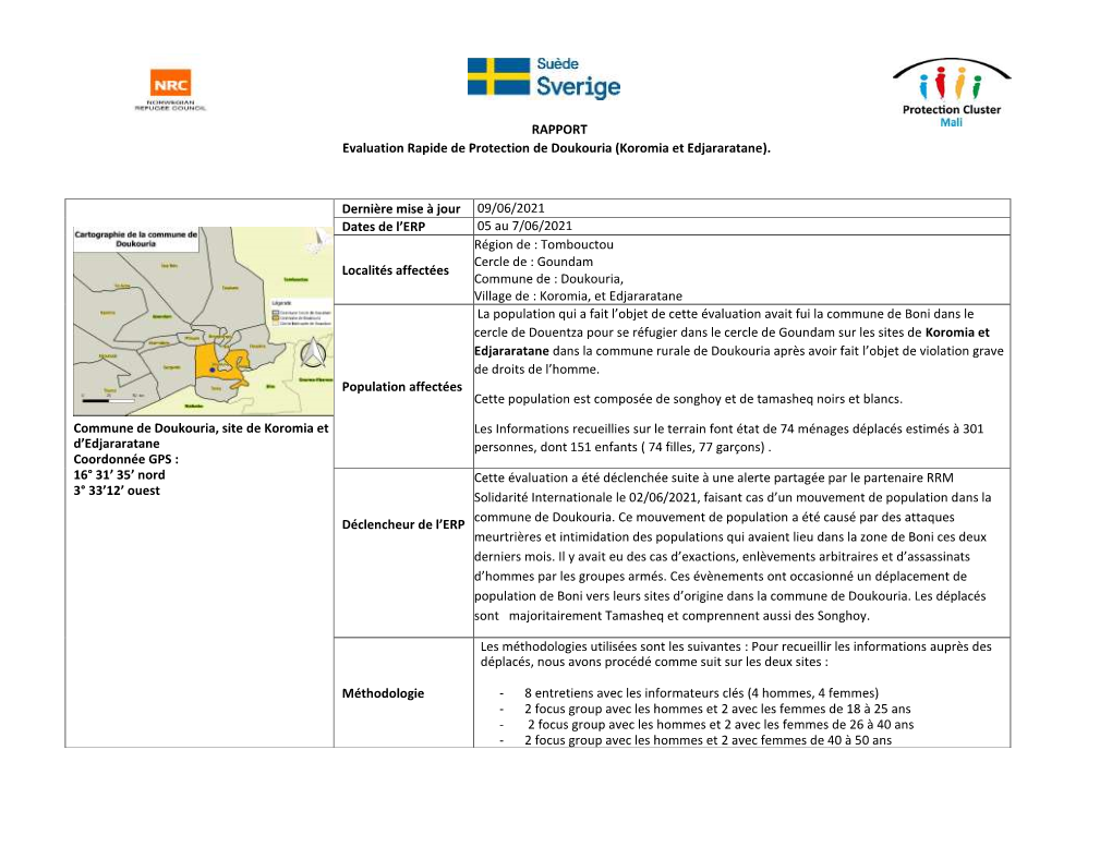 RAPPORT Evaluation Rapide De Protection De Doukouria (Koromia Et Edjararatane)