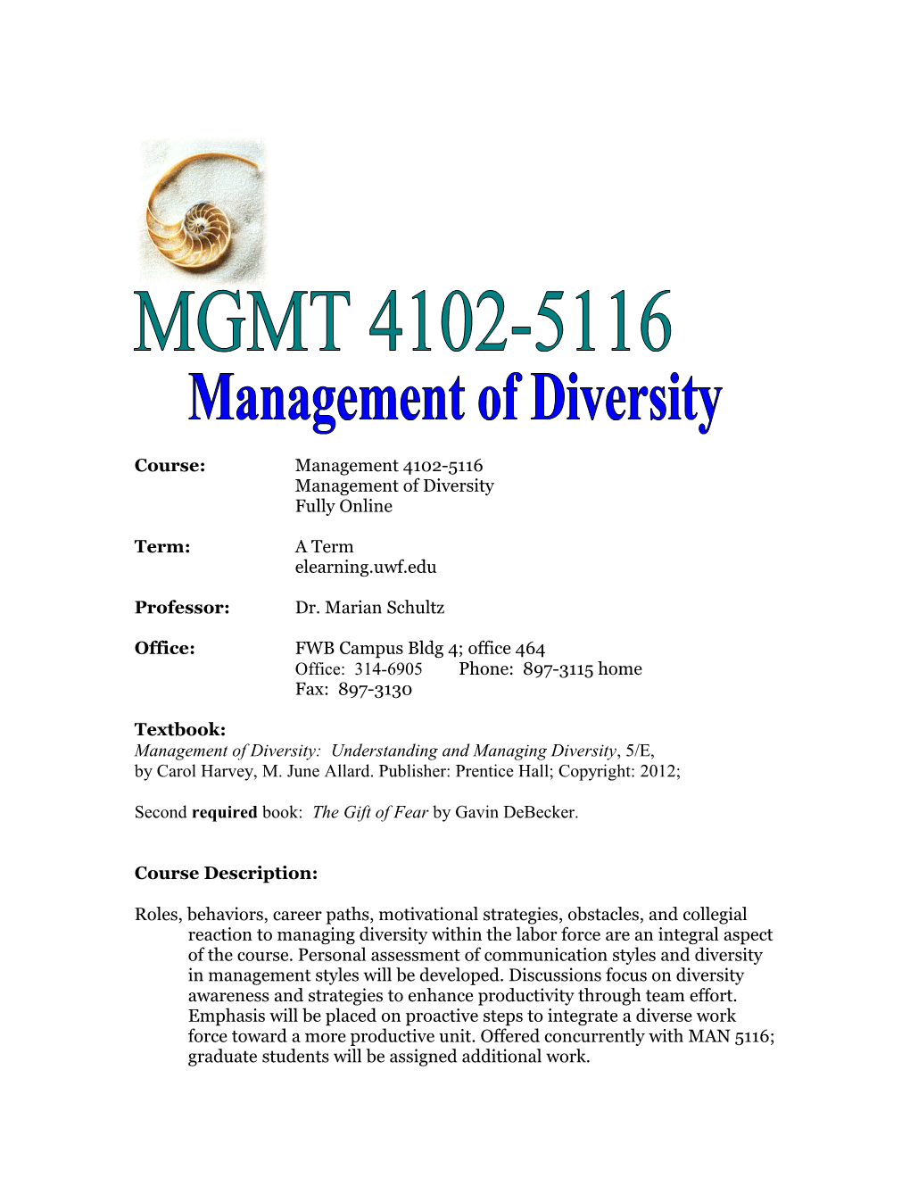 Course: Management 4102-5116