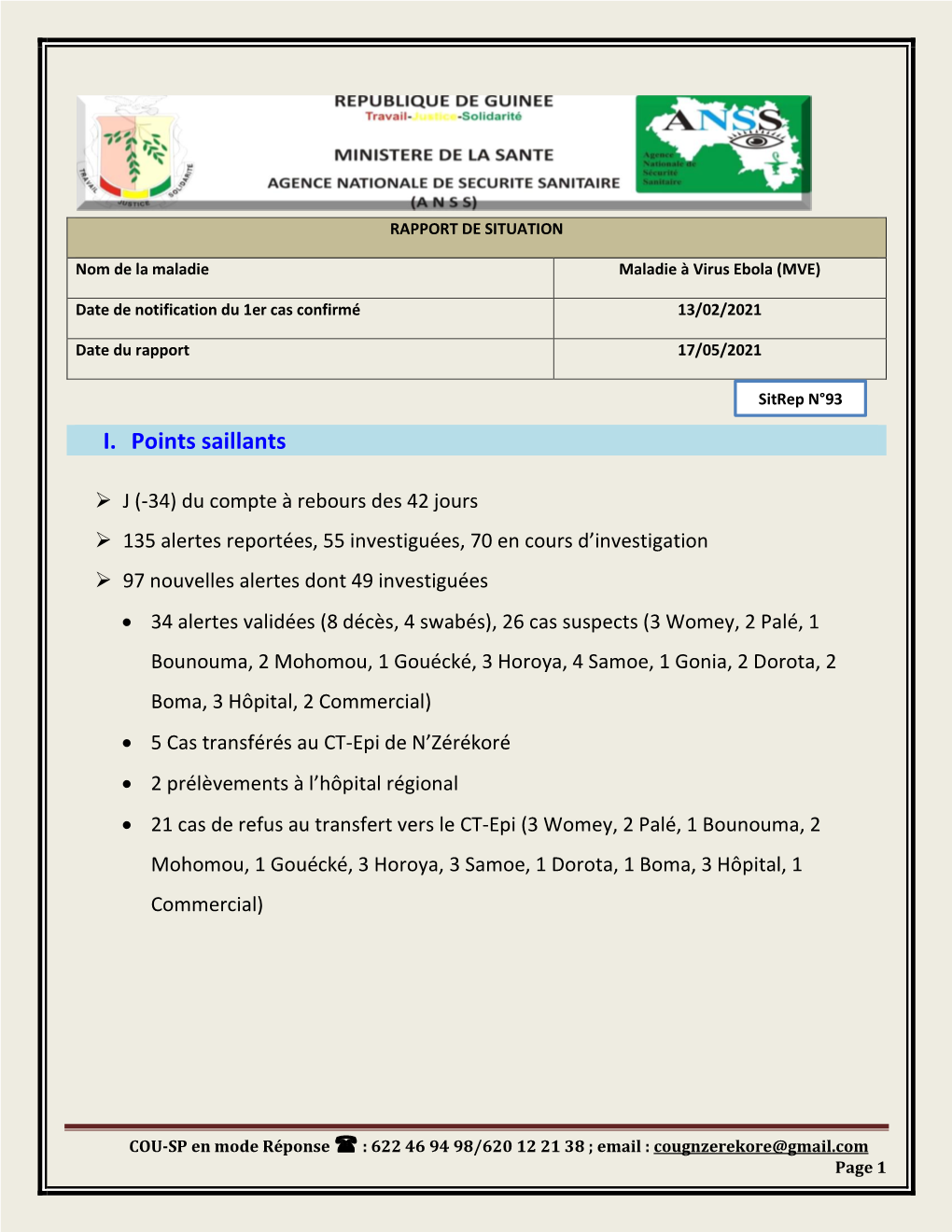 Sitrep Ndeg 93 Epidemie De