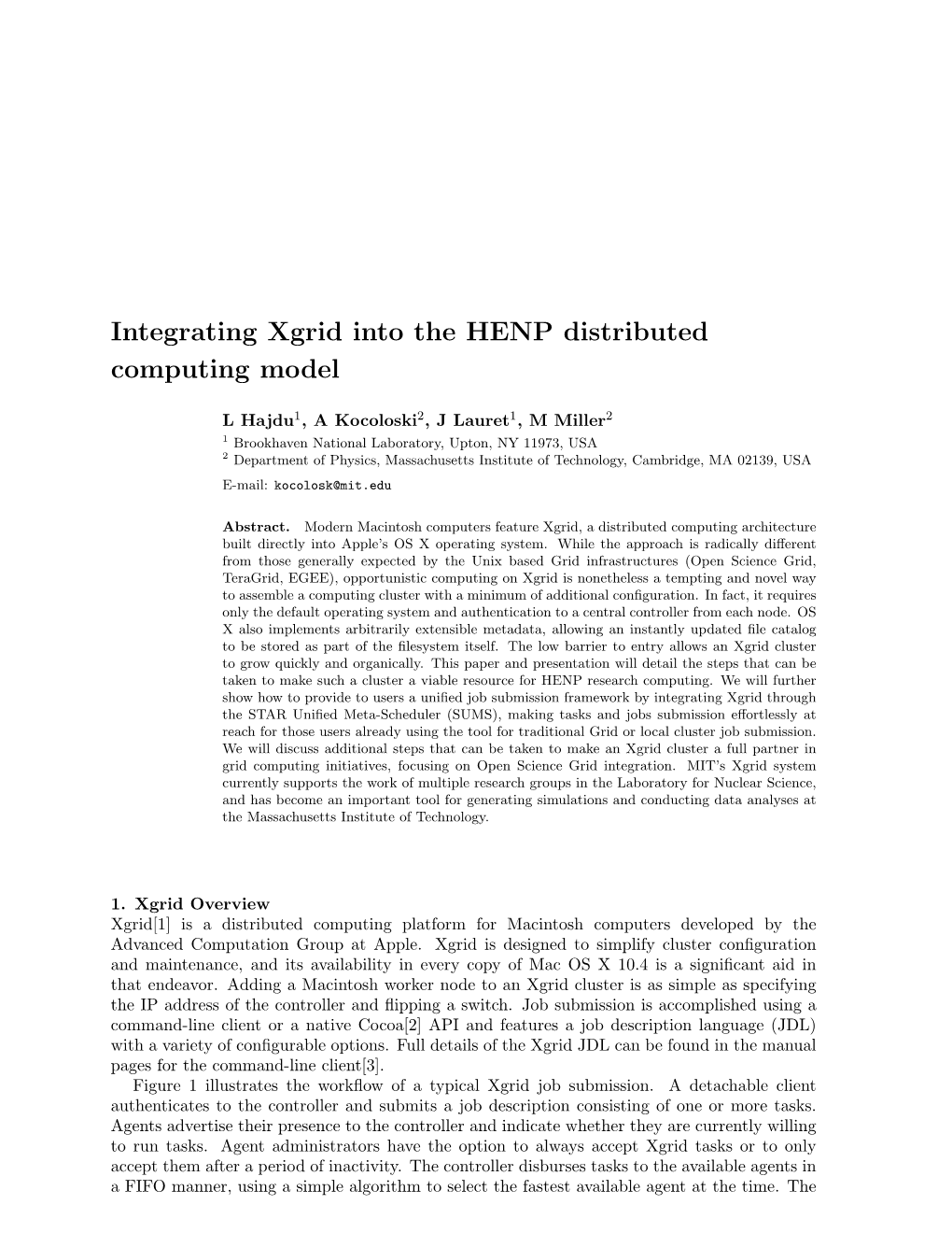 Integrating Xgrid Into the HENP Distributed Computing Model