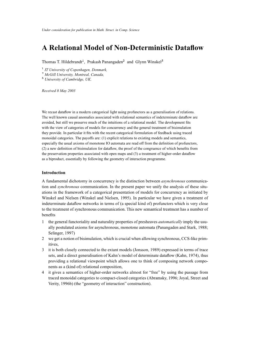 A Relational Model of Non-Deterministic Dataflow