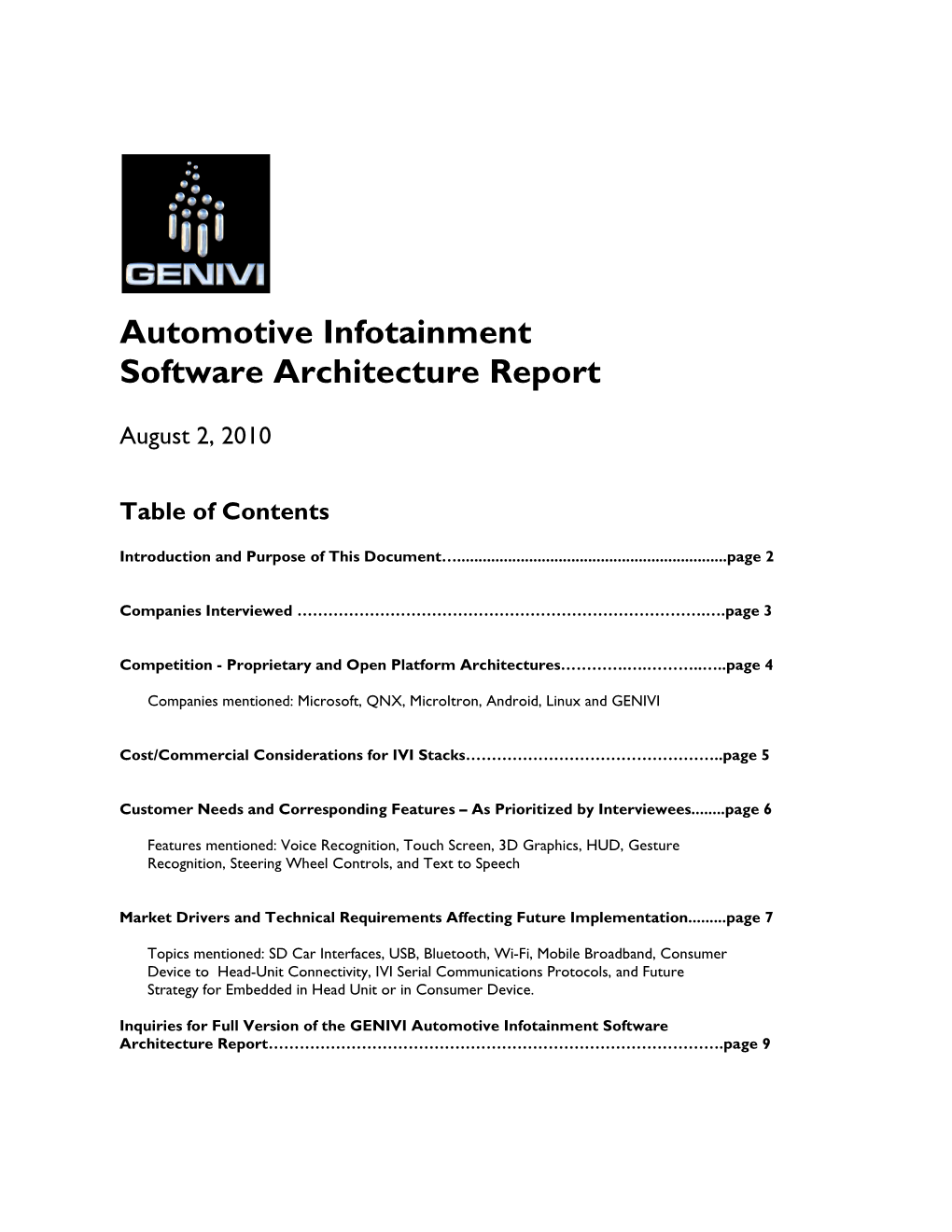 Automotive Infotainment Software Architecture Report