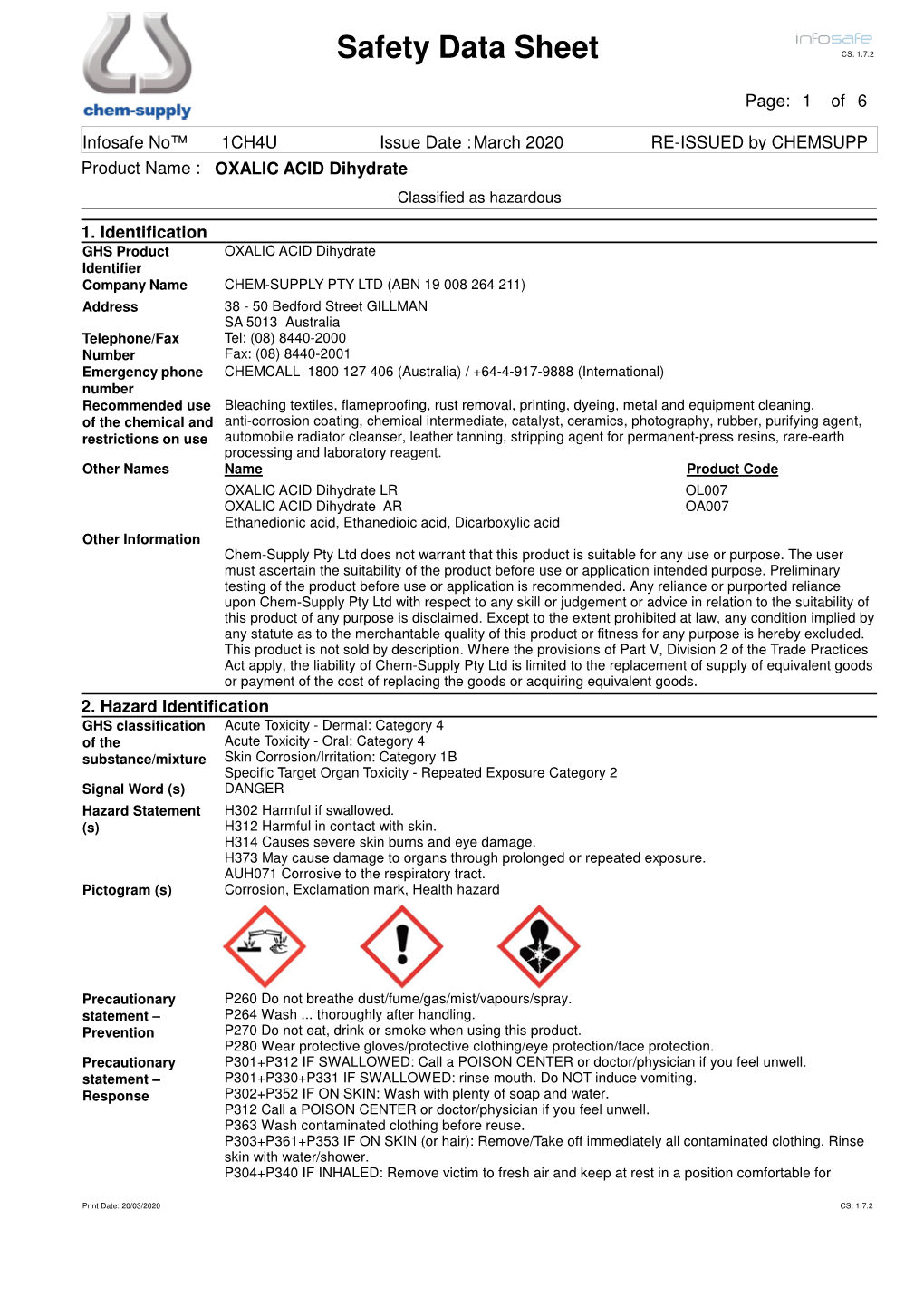 Safety Data Sheet CS: 1.7.2