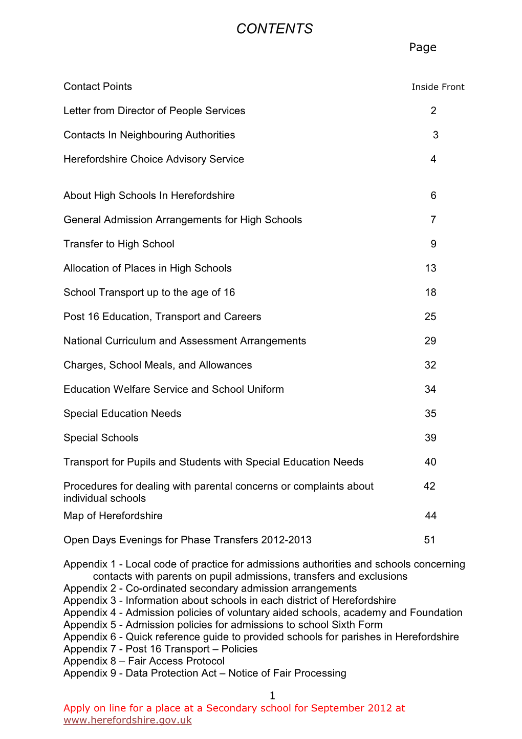 CONTENTS Page