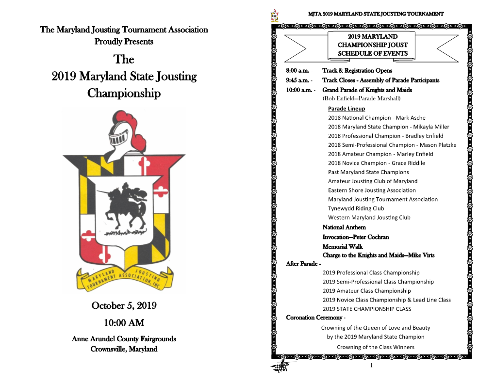 The 2019 Maryland State Jousting Championship