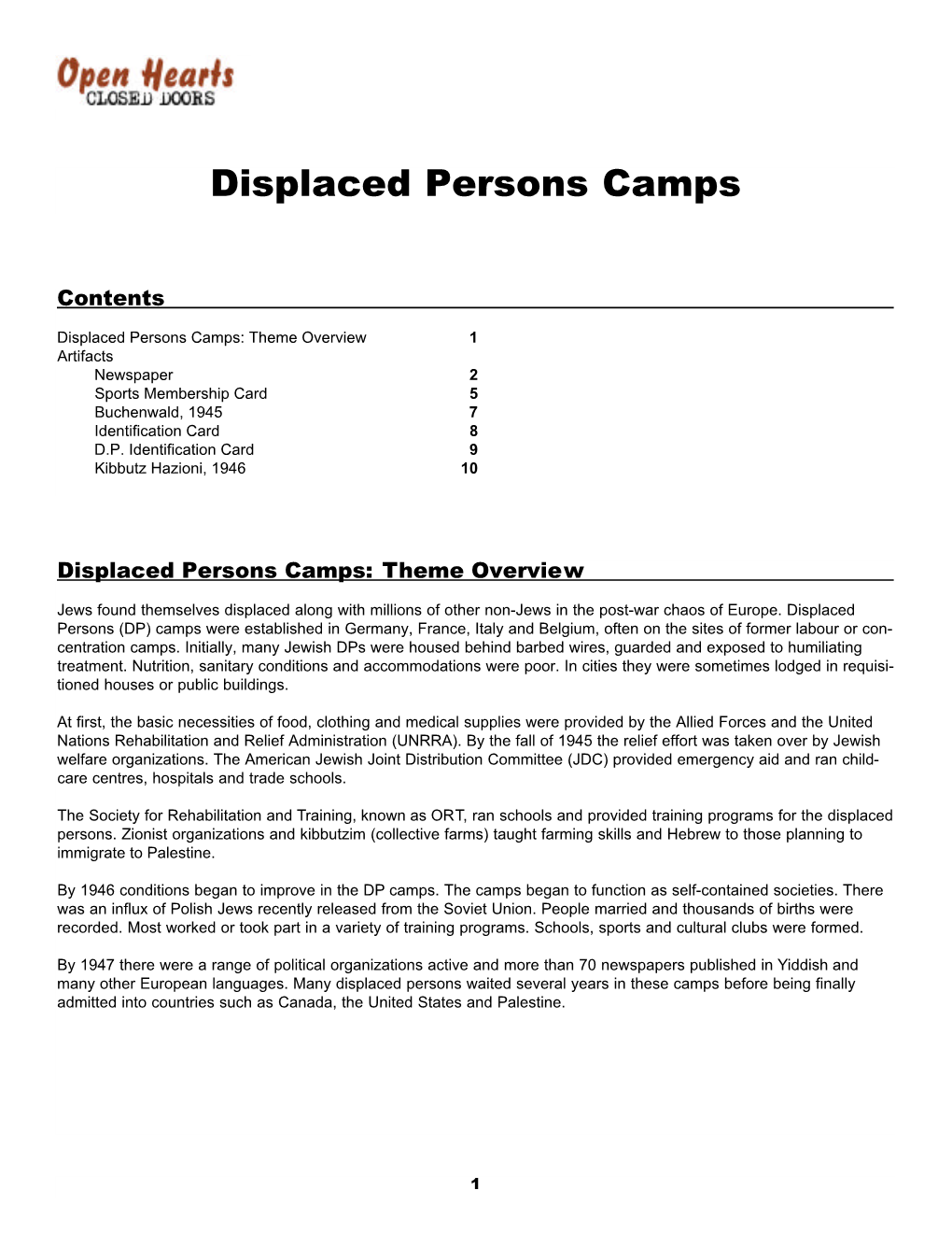 Displaced Persons Camps