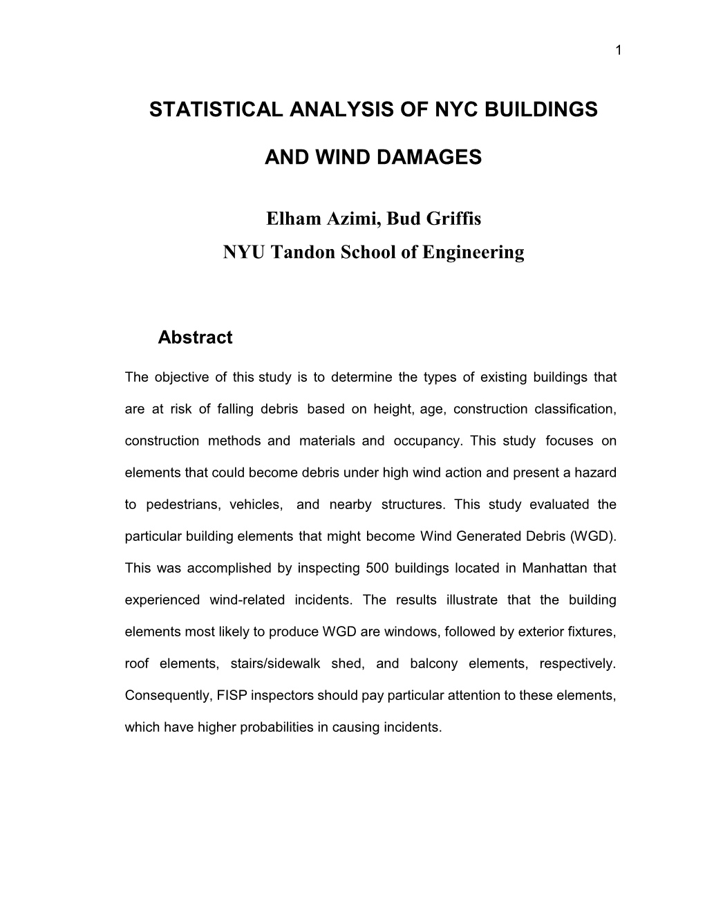 Statistical Analysis of Nyc Buildings and Wind Damages