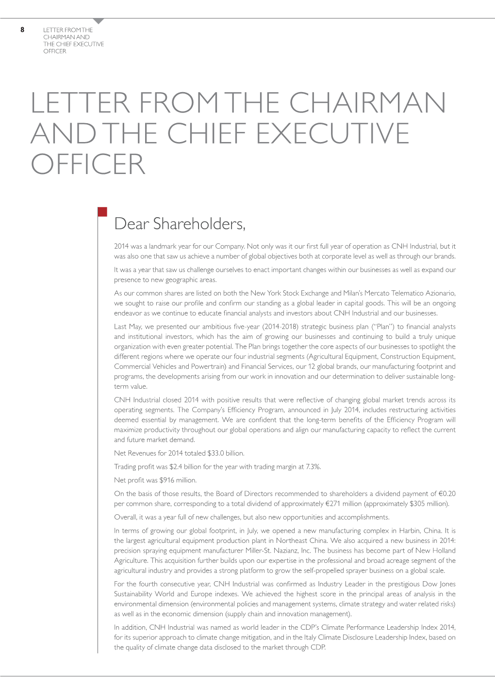 Letter from the Chairman and the Chief Executive Officer