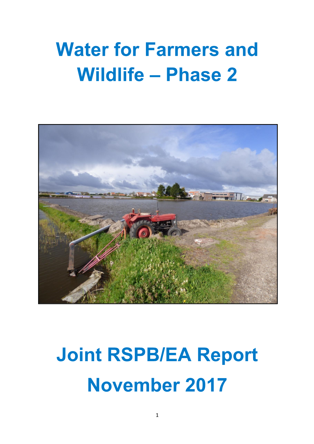 Water for Farmers and Wildlife – Phase 2 Joint RSPB/EA Report