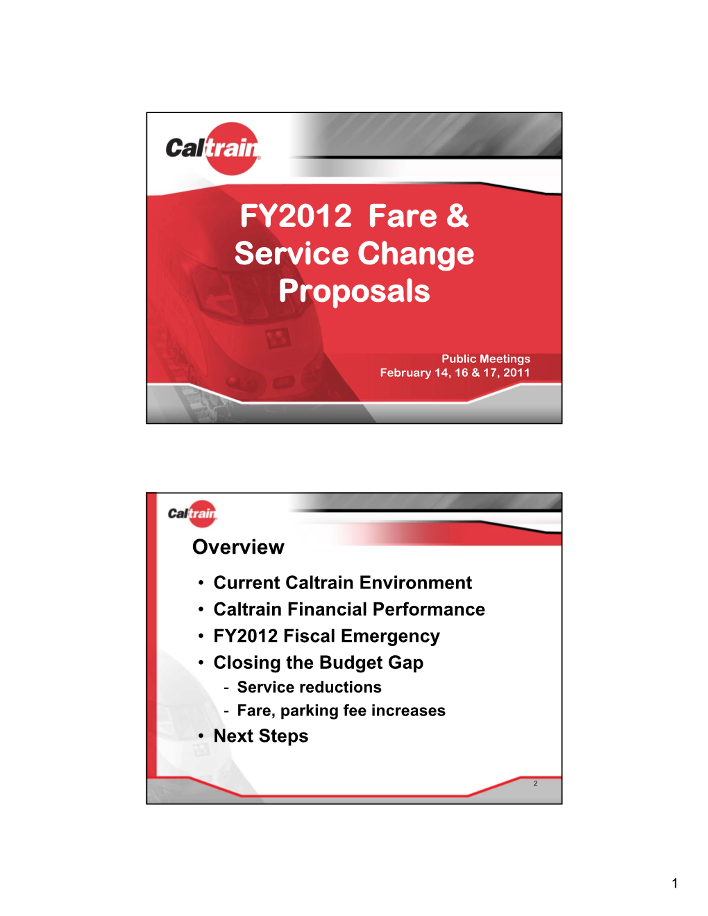 FY2012 Fare & Service Change Proposals