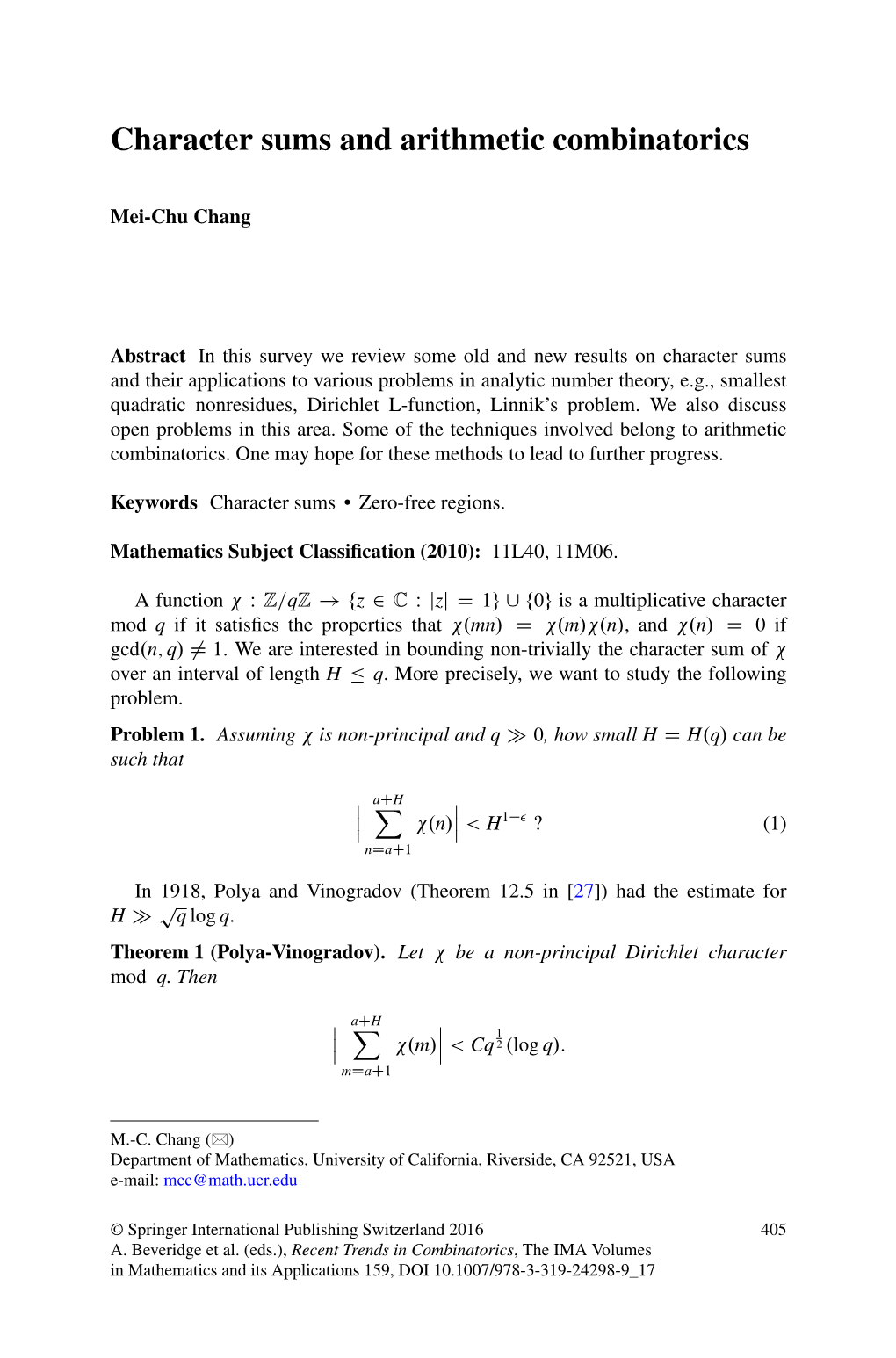 Character Sums and Arithmetic Combinatorics