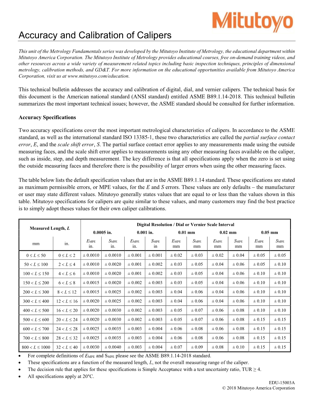 Accuracy and Calibration of Calipers