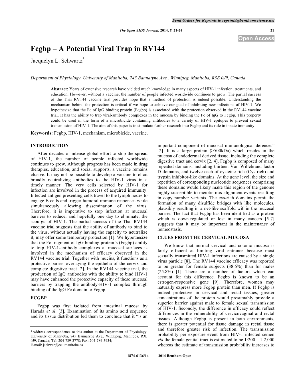 Fcgbp – a Potential Viral Trap in RV144 Jacquelyn L