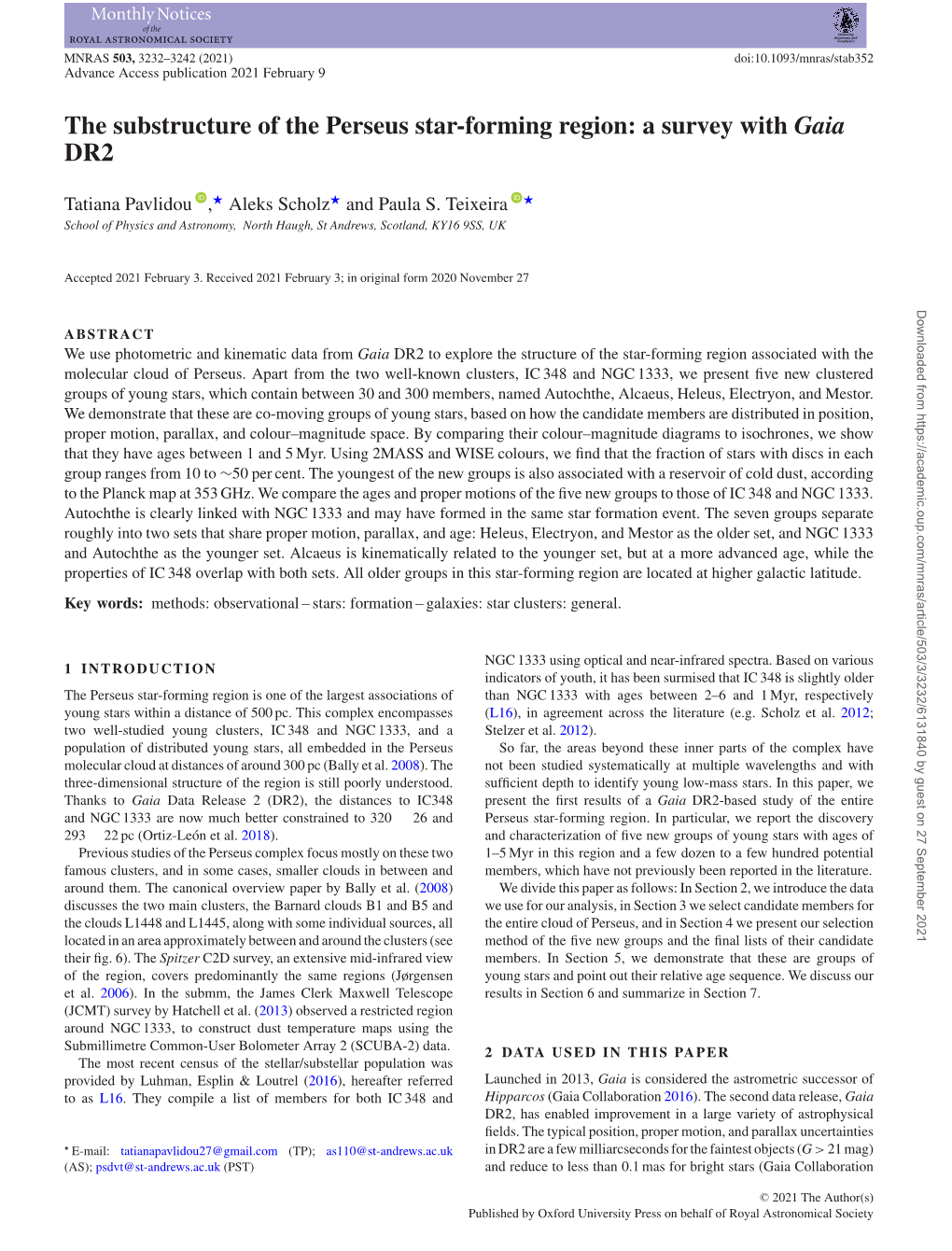 The Substructure of the Perseus Star-Forming Region: a Survey with Gaia DR2