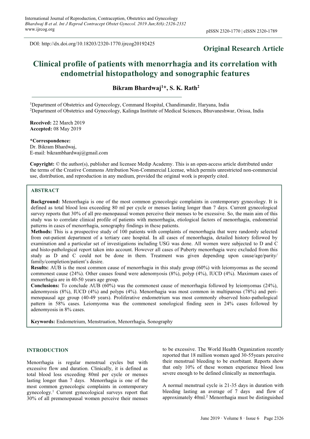 Clinical Profile of Patients with Menorrhagia and Its Correlation with Endometrial Histopathology and Sonographic Features