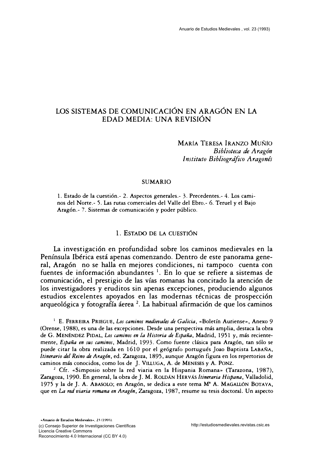 Los Sistemas De Comunicación En Aragón En La Edad Media: Una Revisión