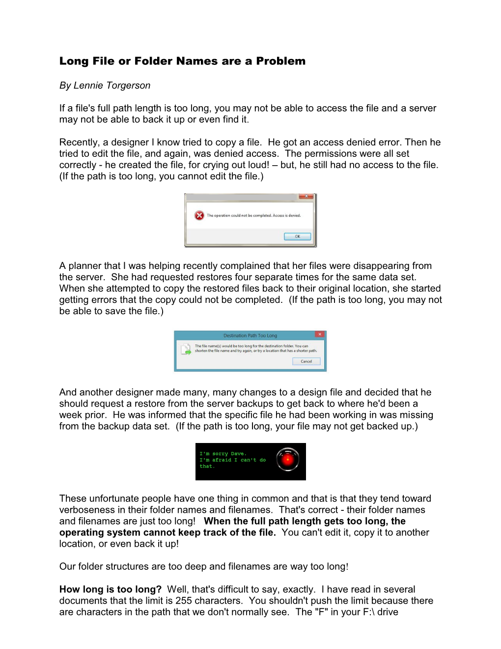 Long File Or Folder Names Are a Problem