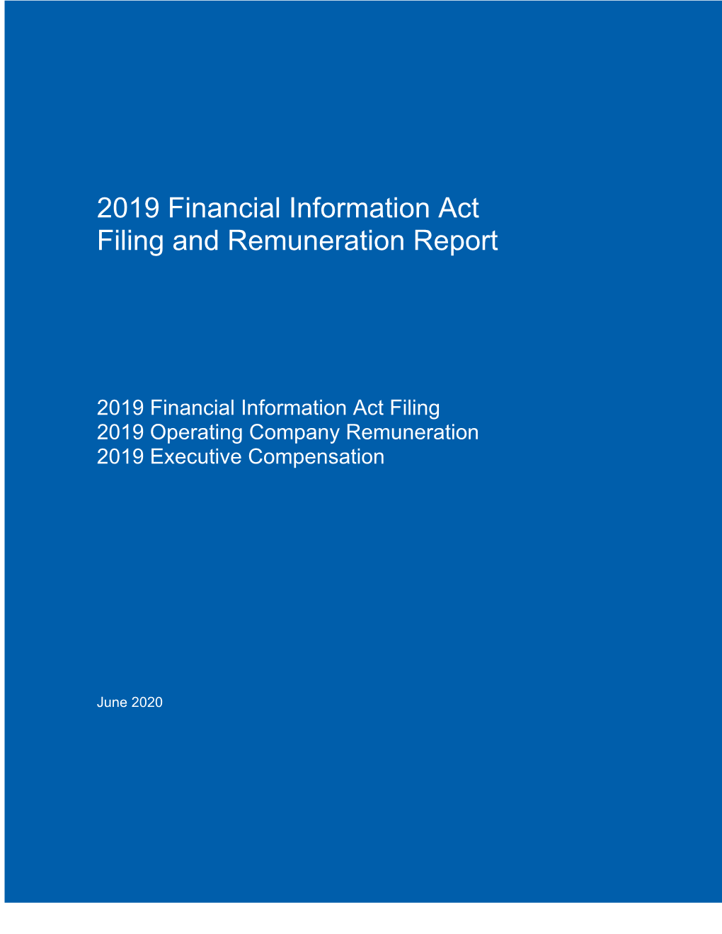 2019 Financial Information Act Filing and Remuneration Report