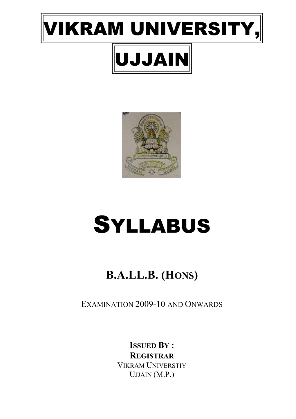 Vikram University BA LLB Syllabus