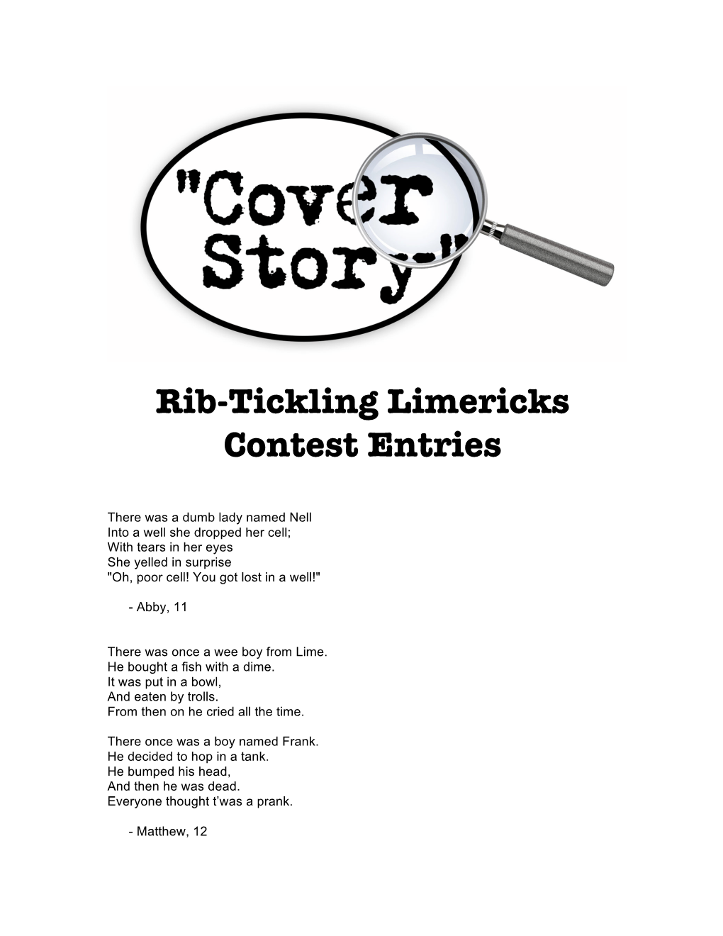 Rib-Tickling Limericks Contest Entries