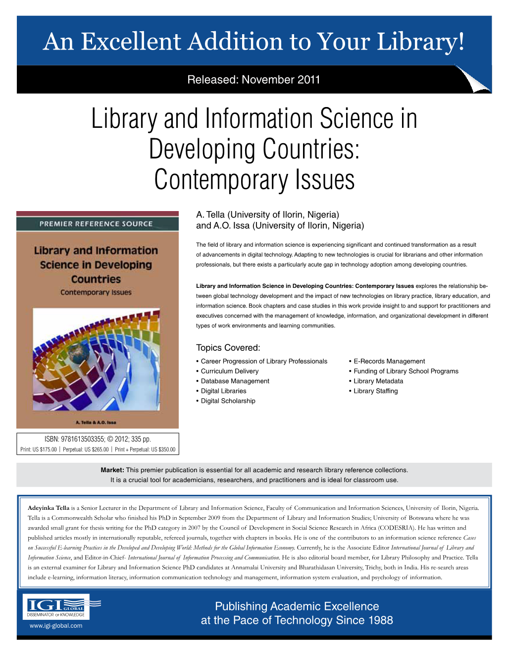 Library and Information Science in Developing Countries: Contemporary Issues