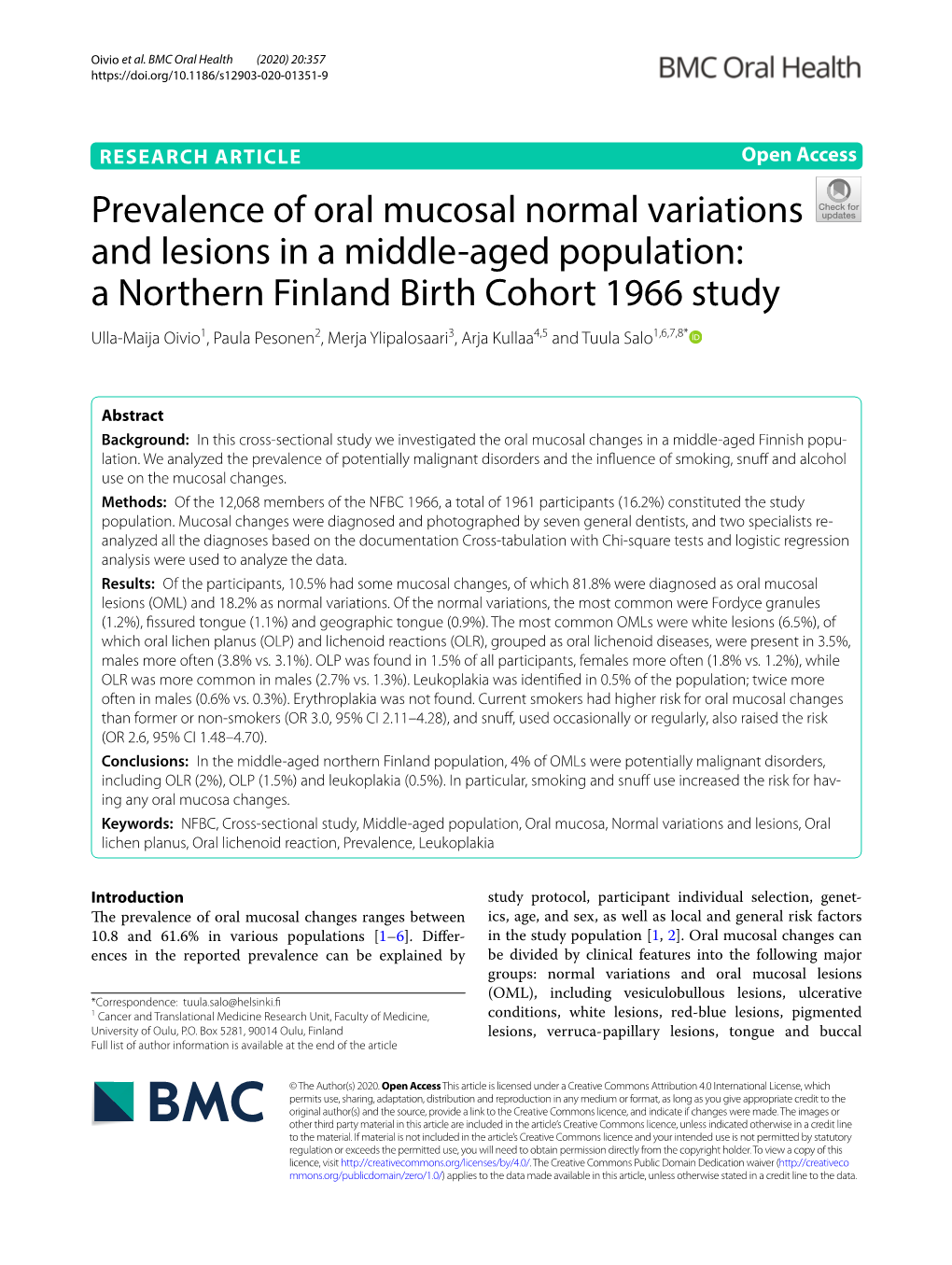 Prevalence of Oral Mucosal Normal Variations And