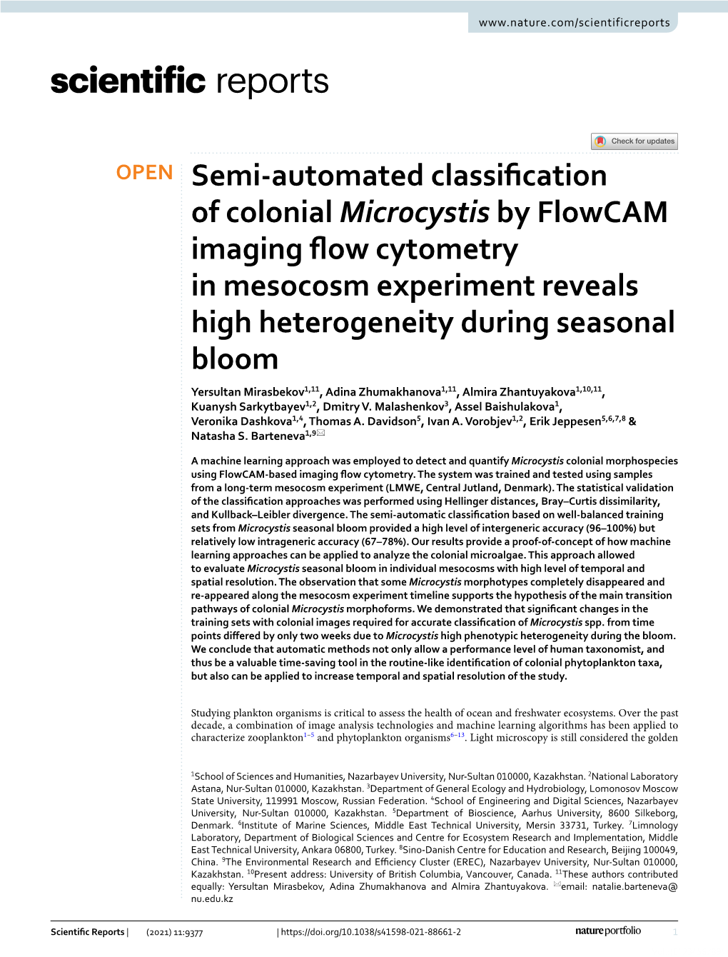 Semi-Automated Classification of Colonial Microcystis by Flowcam