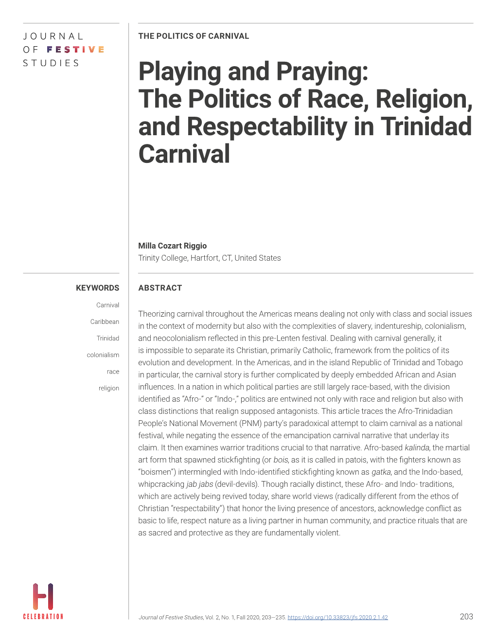 The Politics of Race, Religion, and Respectability in Trinidad Carnival