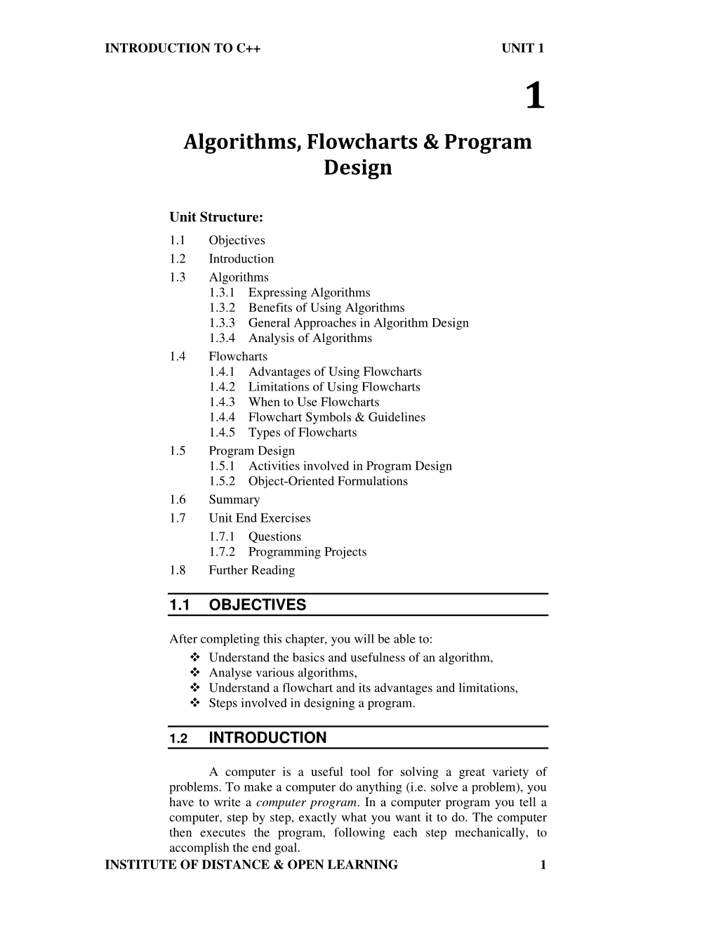 Algorithms, Flowcharts & Program Design