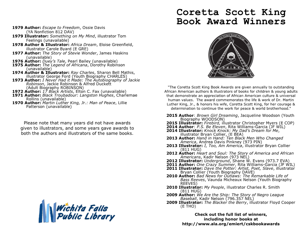 Coretta Scott King Book Award Winners