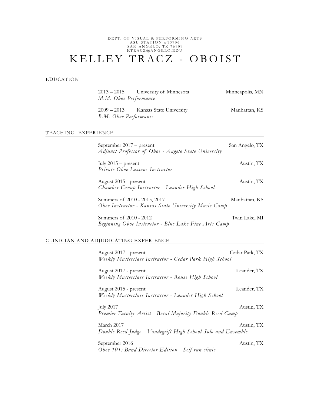 Kelley Tracz - Oboist