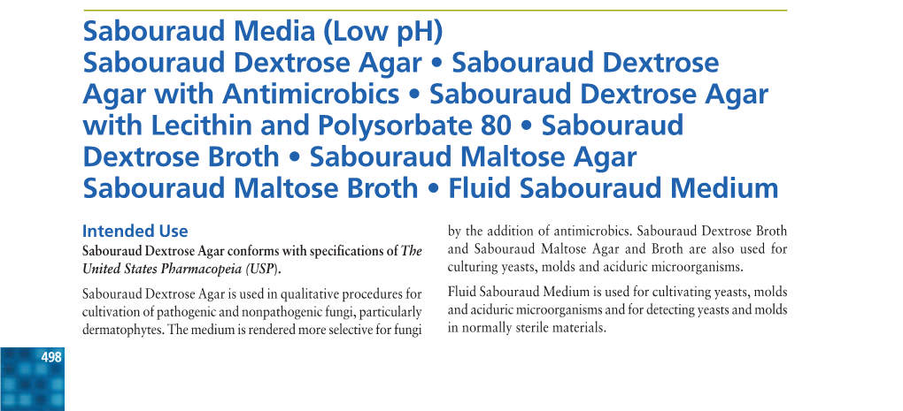 Sabouraud Media (Low Ph) Sabouraud Dextrose Agar