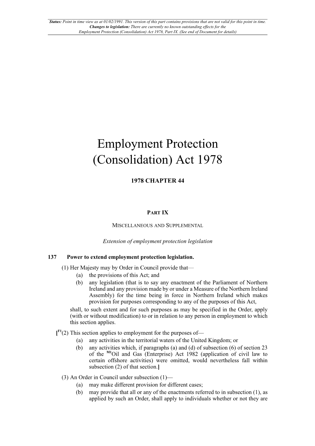 Employment Protection (Consolidation) Act 1978, Part IX